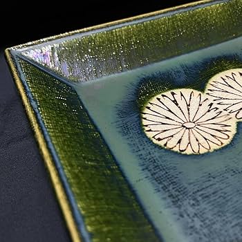 Amazon.co.jp: 年代物 織部焼 作者印あり 皿 陶器 焼き物 刺身